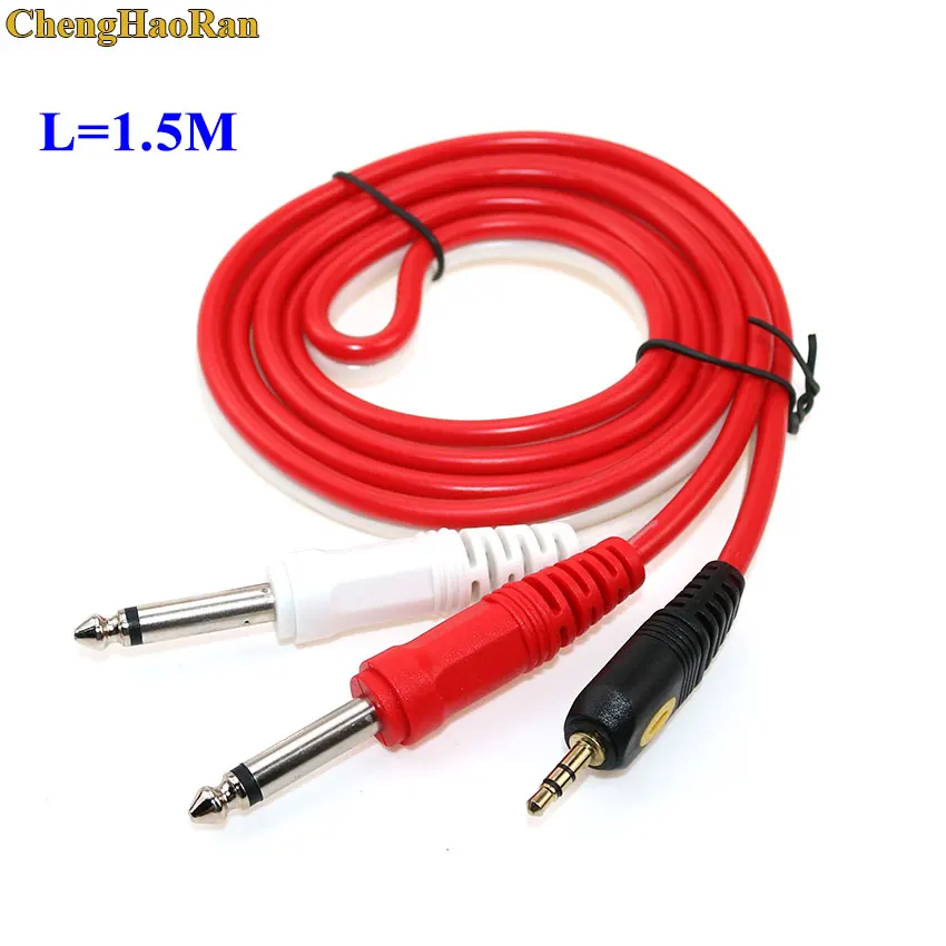 ChengHaoRan Audio Cable 3.5mm to Double 6.35mm Aux Cable 2 mono 6.5 Jack to 3.5 Male for Phone to Mixer Amplifier 6.35 Adapter