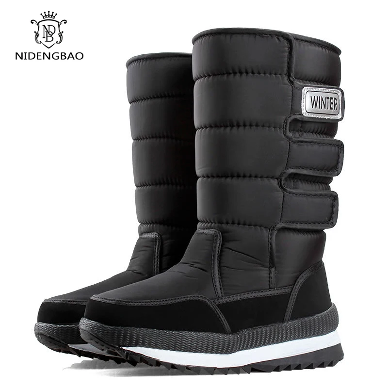Men Shoes Snow-Boots High-Top Big-Size Camouflage Black Winter Velvet Plus Super-Warm
