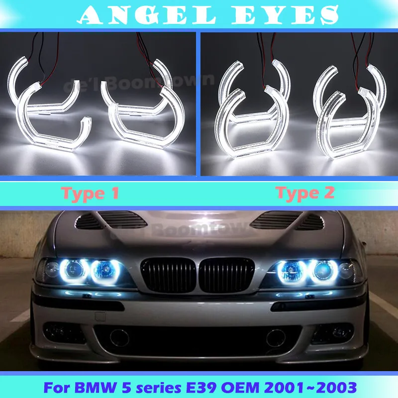 

DTM Style White Crystal LED angel eyes halo rings For BMW 5 series E39 OEM 2001 2002 2003 Car High quality Acrylic