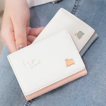 

Fashion Women Cute Short Mini Wallet Elegant PU Leather Small Clutch Purse Card Holders Ladies Handbag lovely kawaii Money Bag