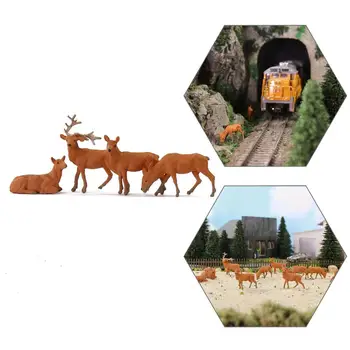 12pcs/24pcs Model Railway HO Scale 1:87 Painted Wild Animal Moose Elk PVC Model Deer AN8714 1