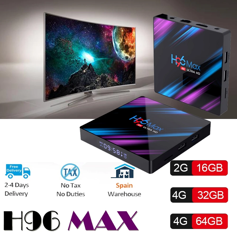 H96 MAX Android 9,0 ТВ приставка Rockchip RK3318 4 Гб ОЗУ 64 ГБ 32 ГБ H.265 медиаплеер 4K голосовой помощник Google Netflix Youtube ТВ приставка