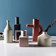 Скандинавские геометрические Необычные керамические вазы, украшения для дома, гостиной, Цветочная компоновка, фигурки, ремесла, художественное украшение для ТВ шкафа