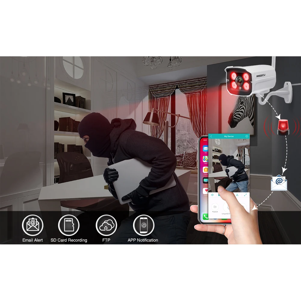 Ceny MISECU HD 1080P WiFi kamera IP Audio bezprzewodowa 2MP metalowa zewnętrzna wodoodporna P2P noktowizor gniazdo kart sd bezpieczeństwo kamera Onvif