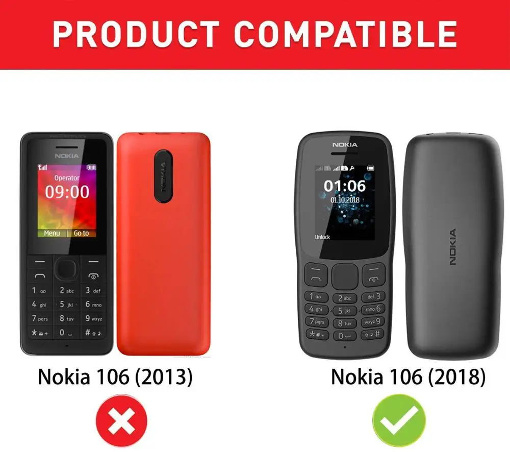 Черный кожаный чехол книжка премиум класса для Nokia 106 (2018 Edition) DS|Бамперы| |