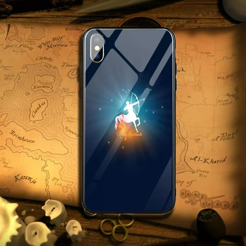 Image 2 Чехлы для телефонов из закаленного стекла для iPhone 5 5S SE 10 8 7 Plus 6 6S Plus X XR XS 11 Pro Max Знаки зодиака дизайн - Цвет: Image 2