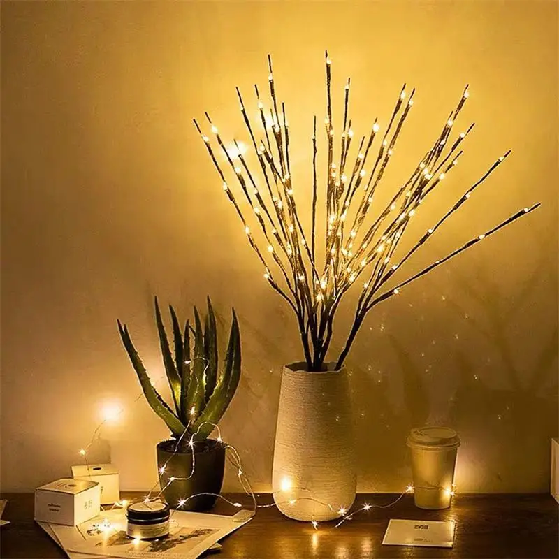 

20 LED Willow Branch Battery Powered Lamp Floral Tree Fairy String Light Christmas Garland For Wedding Party Bedroom Decoration