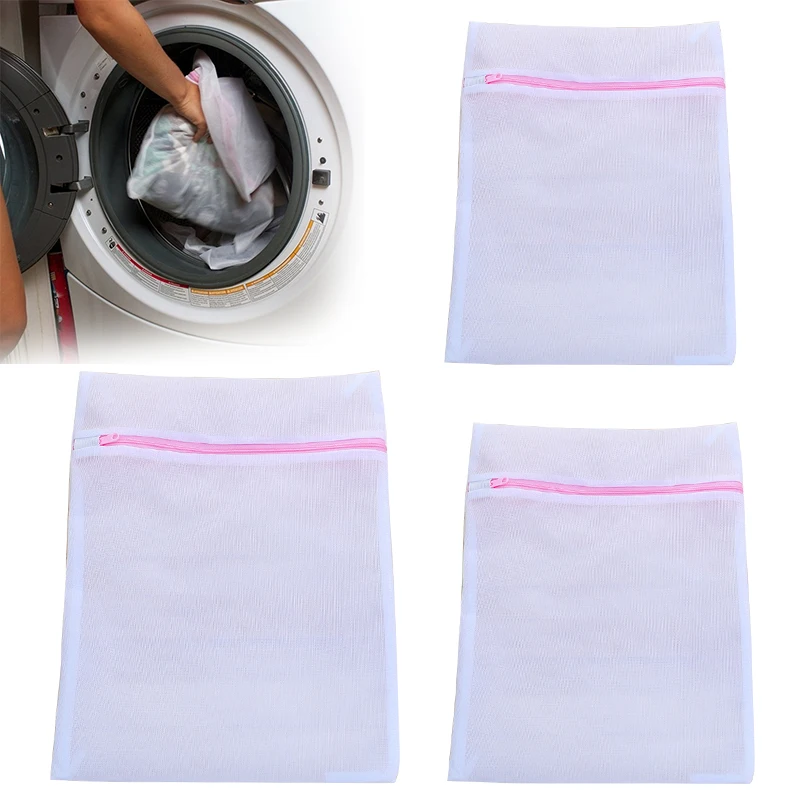 Laundry net bag Zippered Mesh Laundry Wash Bags Foldable Lingerie Bra Socks Washing Machine Cleaning Mesh Bag 3 Sizes