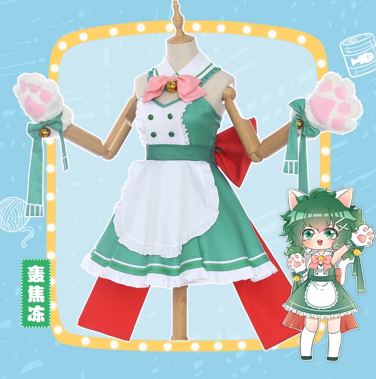 My Hero Academia Deku Maid Cat Costume – Izuku Midoriya Anime Cosplay Dress for Women – Cafe Shop Outfit image 3