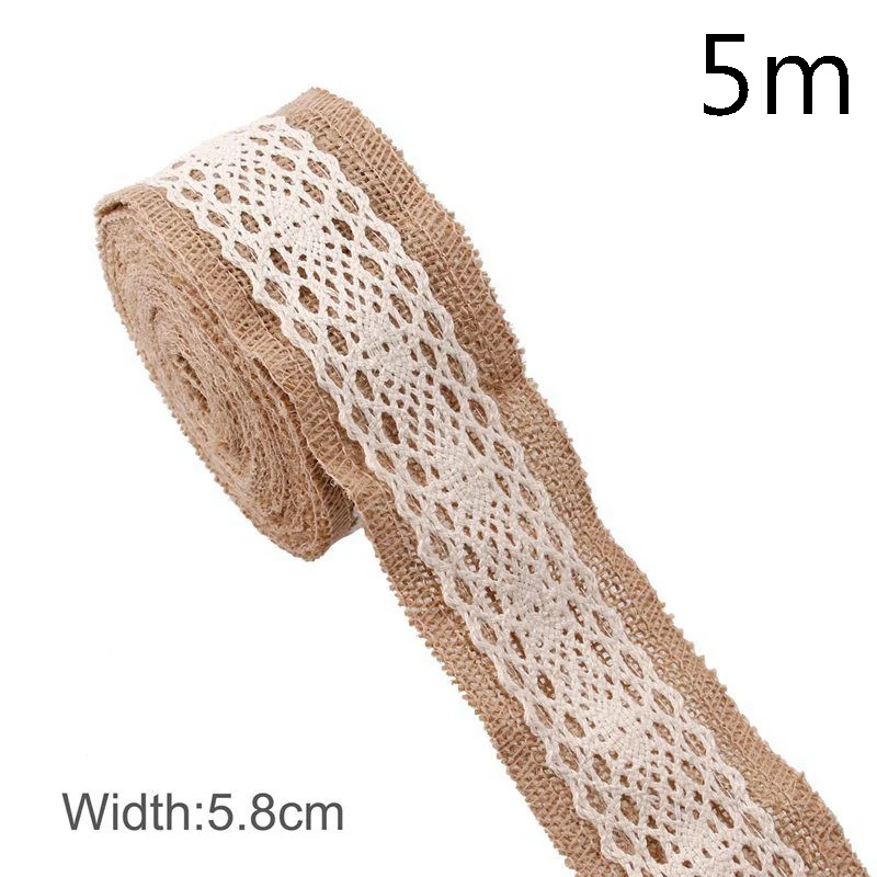 5m Style 16 QIFU 2/5M из натурального джута ленты в декорированном мешковиной горшке джутовое кружево декорированном мешковиной горшке ленты из натурального джута Свадебные украшения рустикальная Свадьба Центральные рустикальная свадьба - Цвет: 5m Style 16