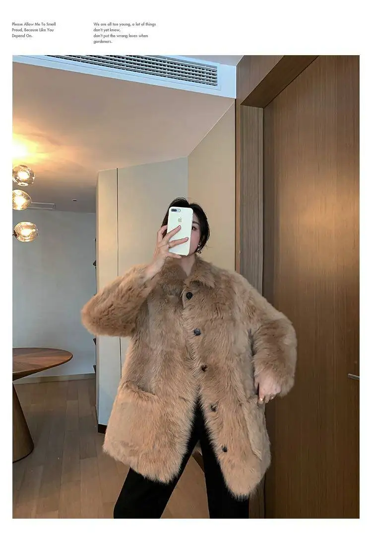Bella philosophy solid women winter warm Faux fur coat jacket ladies elegant overcoat female fashion lamb fur coat outwear