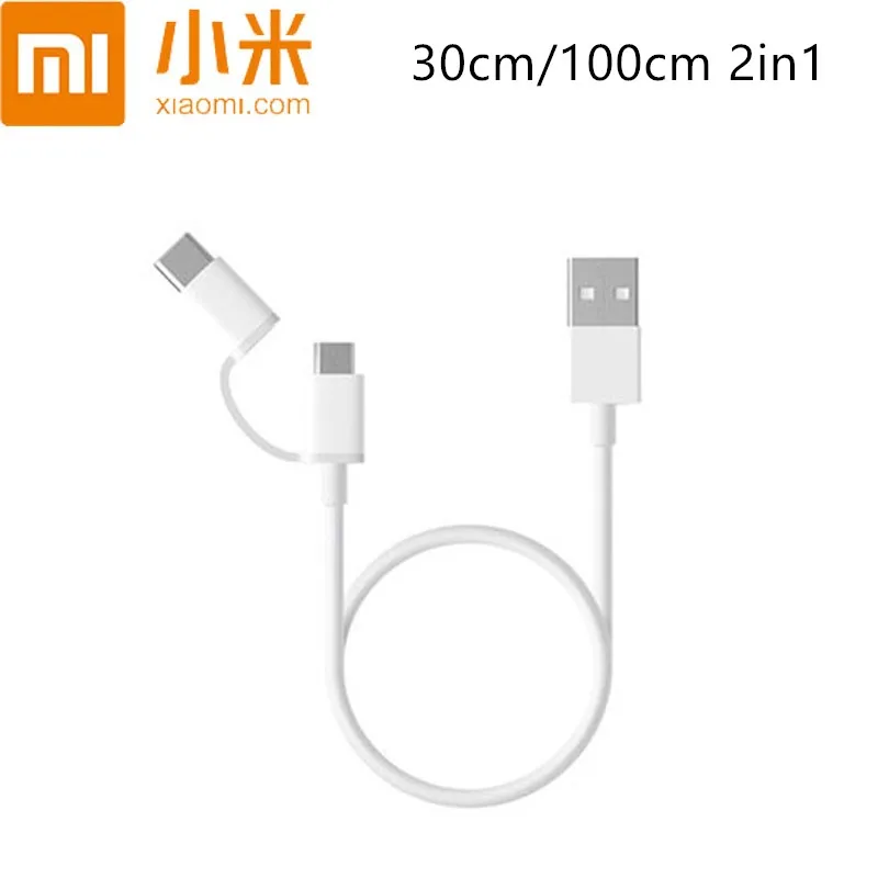 Xiao mi 2в1 кабель mi cro to type c usb Быстрый кабель для mi a1 a2 lite a3 6 8 9 lite 9t pro max 3 redmi 7 8 pro 30 см/100 см