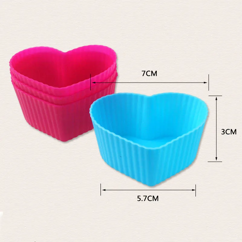 8Pcs 8 шт. формы для выпечки в форме сердца, чашки для кексов, аксессуары для выпечки, многоразовые формы для желе, силиконовые кухонные гаджеты, машины для выпечки тортов - Цвет: 8Pcs
