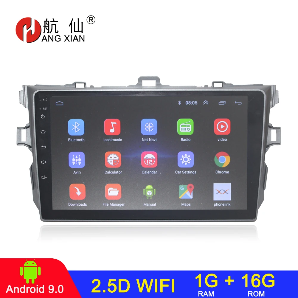 Wifi 1G 16G Android 9,1 2 din автомобильное радио стерео для Toyota Corolla E140/150 2006-2011 Авторадио автомобильный аудио 2G+ 3 2G 4G, wifi - Цвет: Wifi 1G 16G