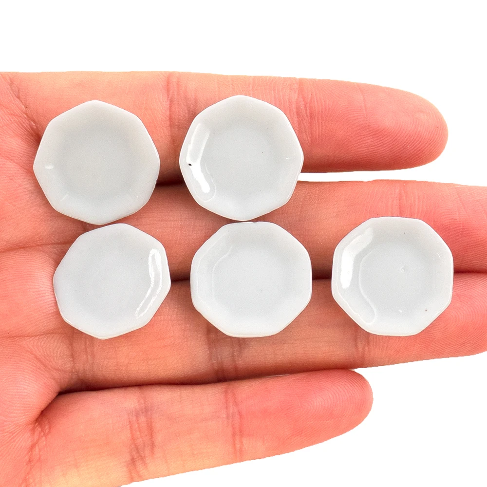 5Pcs 1/12 Dollhouse Miniature Accessories Mini Ceramic Food Plate Simulation Furniture Kitchen Dish Toys for Doll House Decor kitchen basin hot and cold water faucet ceramic valve core 25 35 40 water heater mixing valve core switch repair accessories