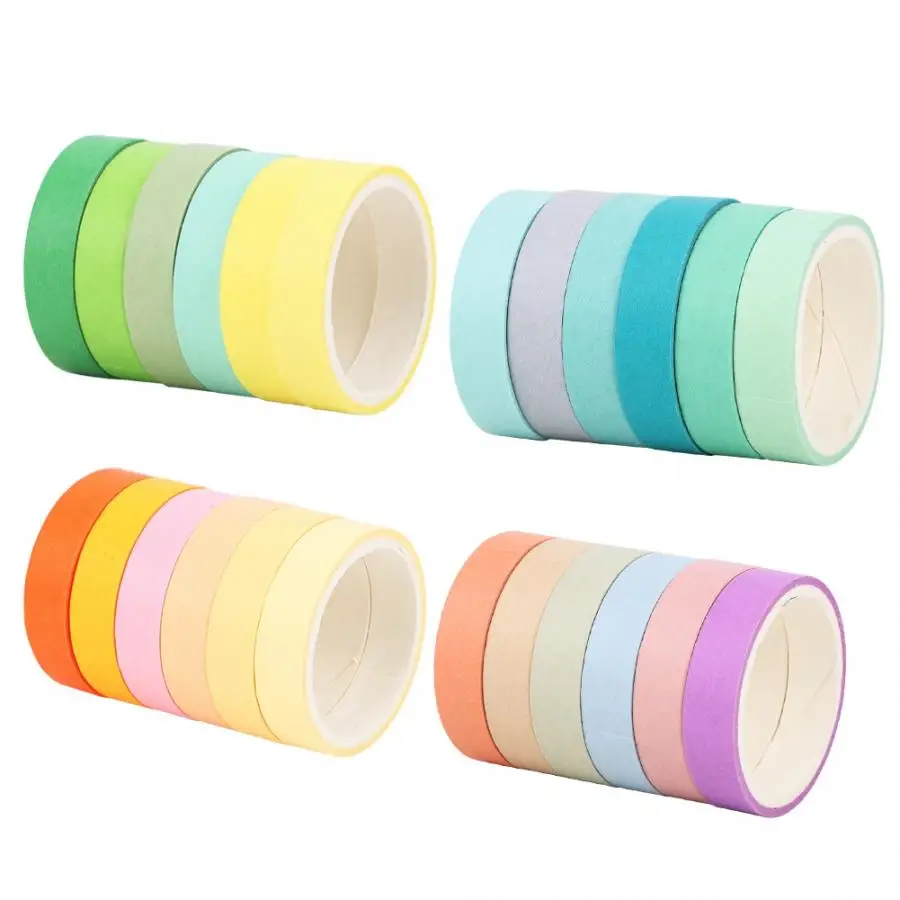 6pcs Adhesive Washi Tape Solid Color Set DIY Scrapbook Hand Account Decoration New