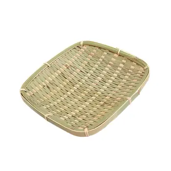 

New Bamboo braided rectangular fruit tray handmade storage tray hand-woven bread basket food fruit basket hotel restaurant meal