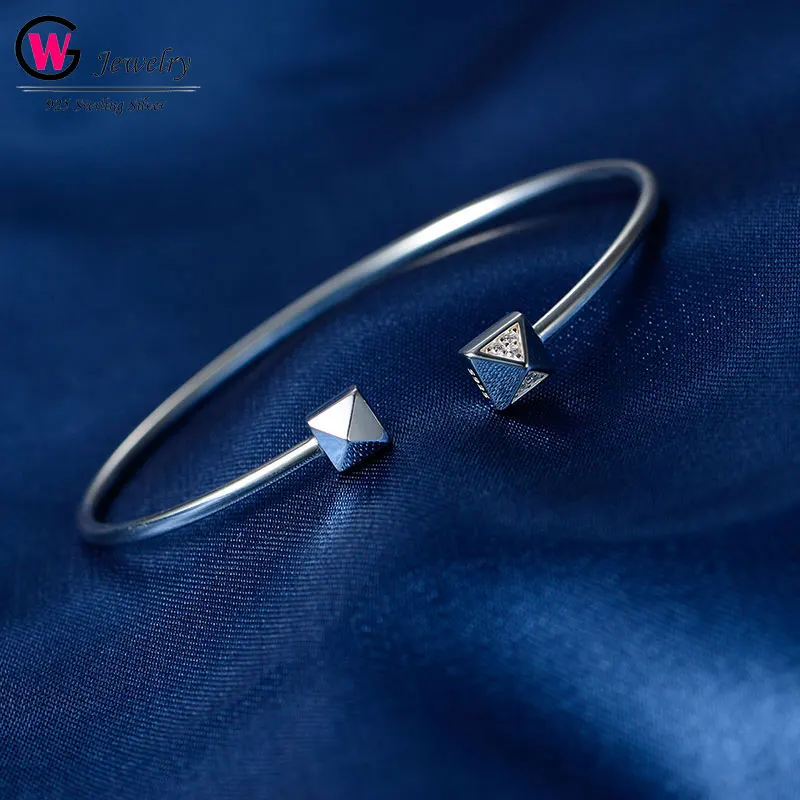 GW 925 серебряный модный браслет для женские браслеты-каффы браслеты с открытым замком элегантные браслеты женские браслеты модные