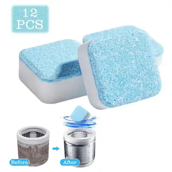 

12 Pcs Multifunctional Effervescent Tablets Washing Machine Cleaner Solid Decontamination Cleaning Detergent For Bathroom