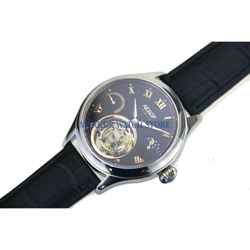 

Merkur Mens Watch Mechanical TianJin Hangzhou High Beat Tourbillon Movement Skelenton Luxury Dress Power Reserve 24Hours