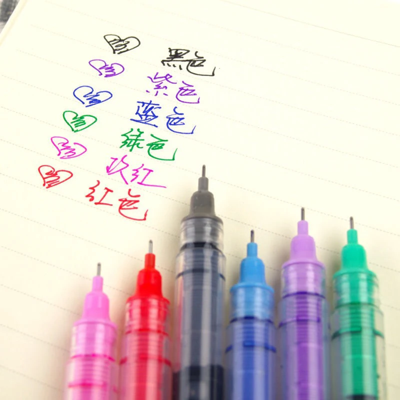 8 farben Tinte Gerade flüssigkeit Gel Pen-Set Bunte Flüssigkeit Roller Stift 0,5mm Rollerball Stifte Künstlerische schrift Schule büro schreibwaren – Detail 4
