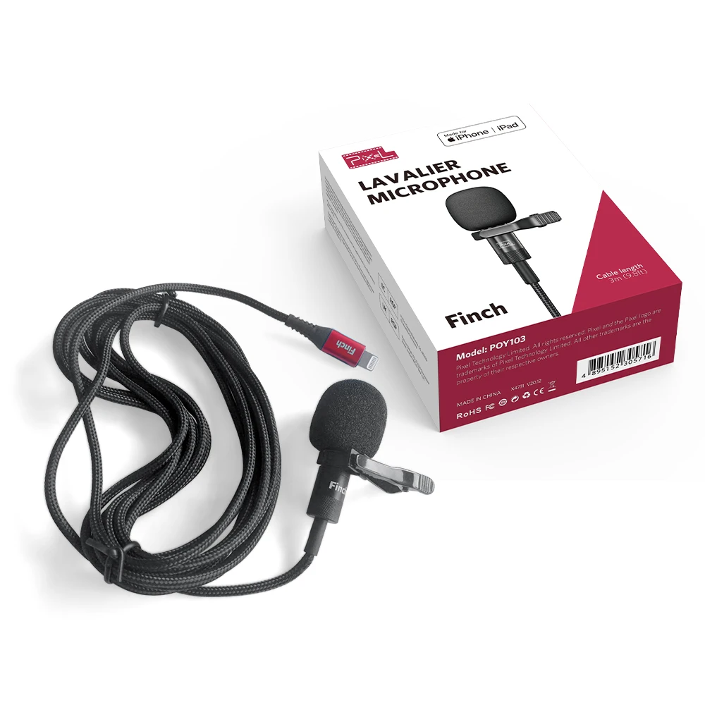 Pixel Finch 휴대용 Lavalierl 미니 마이크, 클립온 라펠 마이크, 유선 녹음 소음 감소, PC 아이폰 안드로이드용,  3.5mm - AliExpress