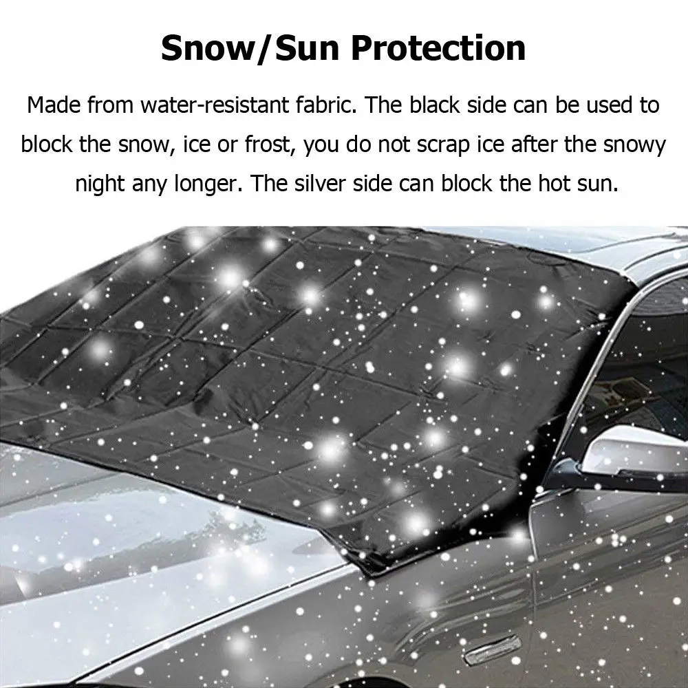 BLACK Large Car Van 4x4 Frost Ice Winter Waterproof Magnetic Windscreen Cover