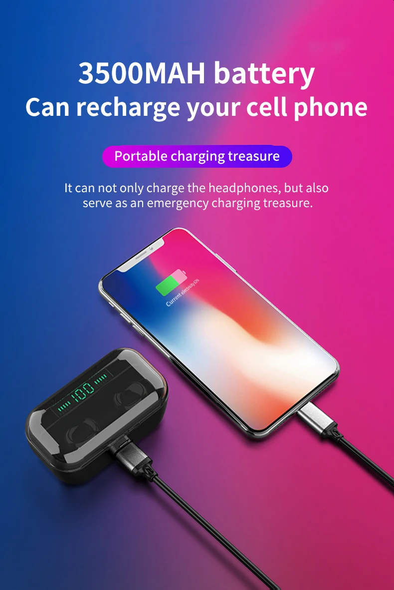 TWS 5,0, Bluetooth, стерео наушники, беспроводные наушники, IPX7, водонепроницаемые наушники, 3500 мА/ч, светодиодный, умный, внешний аккумулятор, держатель для телефона, G6S