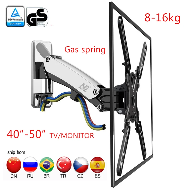 Nb F350 30 50 アルミ壁スイングガススプリングアーム8 16キロテレビマウントvesaスタンド液晶モニタースタンド拡張可能な回転式ブラケット Lcd Tv Brackets Tv Bracketlcd Wall Mount Aliexpress