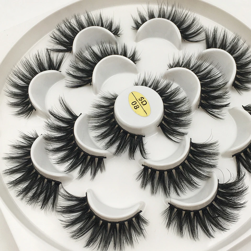 Eyelashes 7 pairs 25 mm Lashes Handmade Dramatic Long 3d Lashes Vendors Make Up Fake Eyelashes 25mm Faux Mink Lashes - Color: 08