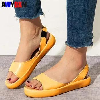 

Women Jelly shoes 2020 summer Candy colors flat platform casual shoes ladies peep toe beach slides light Comfort Sandals female