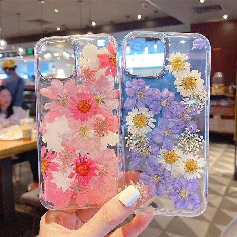Qianliyao настоящие сушеные цветочные чехлы для iPhone X XS Max XR 6 6S 7 8 Plus 11 Pro SE 2020 чехол