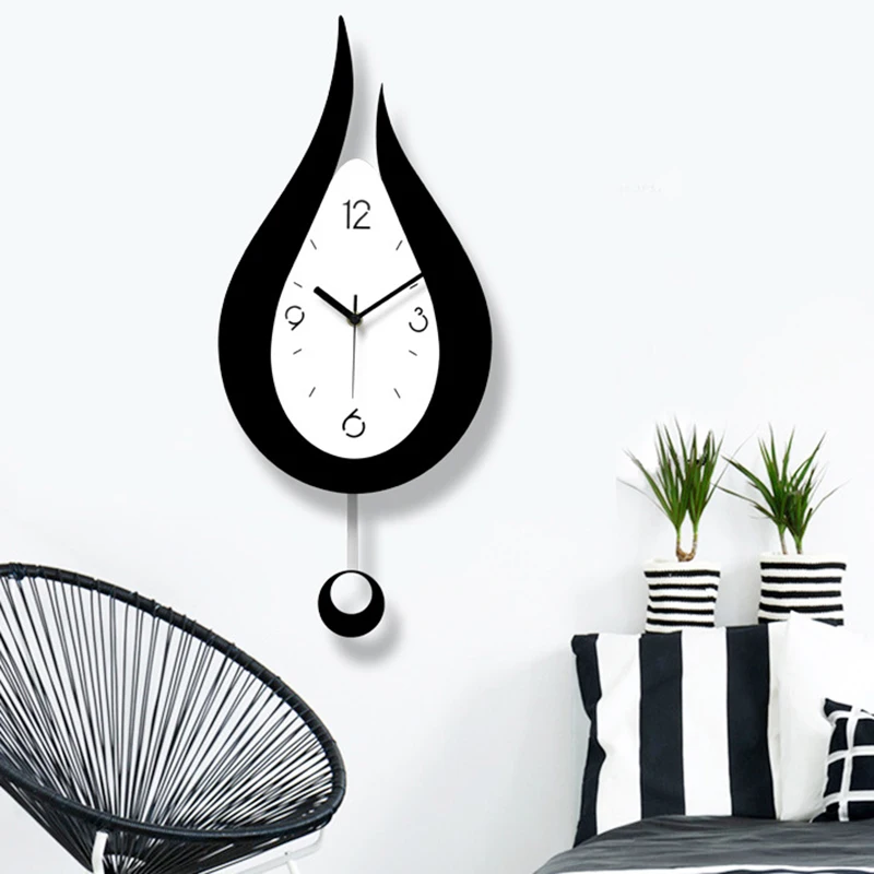 

Hot New Water Droplets Swing Wall Clock Modern Design Nordic Style Living Room Wall Clocks Fashion Creative Bedroom Wall Clock