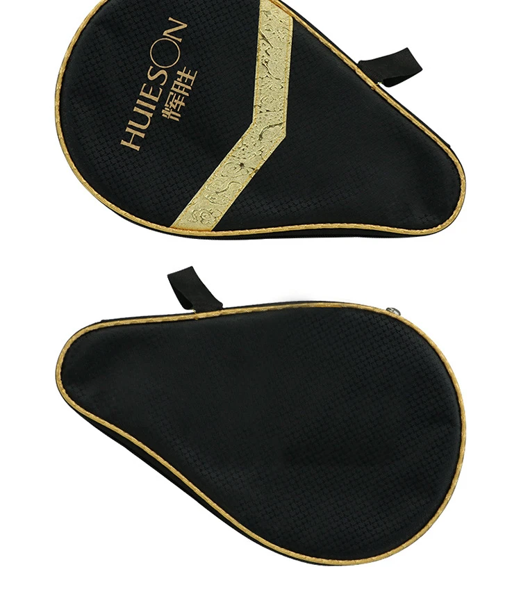 Huieson New Gourd Shape Table Tennis Racket Bag Luxury Golden Black Table Tennis Case for Single Racket Table Tennis Accessories (2)