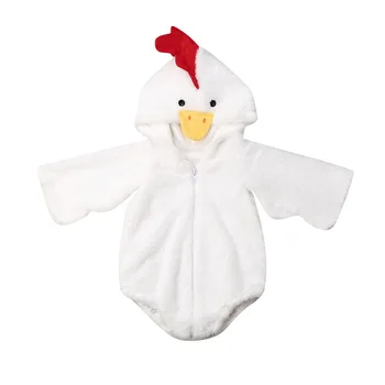 

0-24Months new born infant baby girls boys unisex Plush long sleeve Rompers Hooded zipper coat Chick cosplay clothes