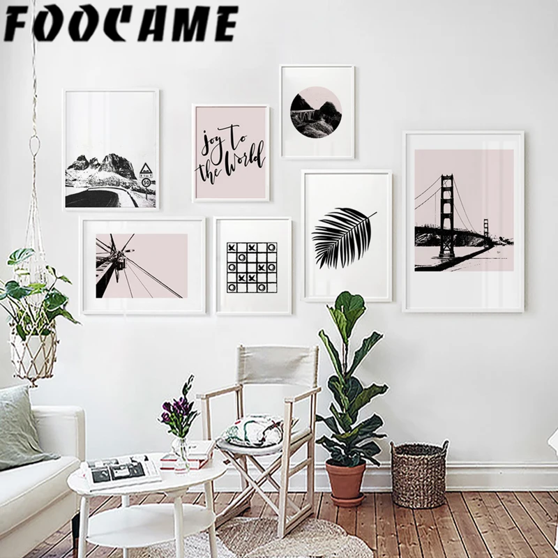 

Canvas Painting Abstract Poster Art Living Room Nordic Print Golden Gate Bridge Wall Landscape Modern Home Decoration Pictures