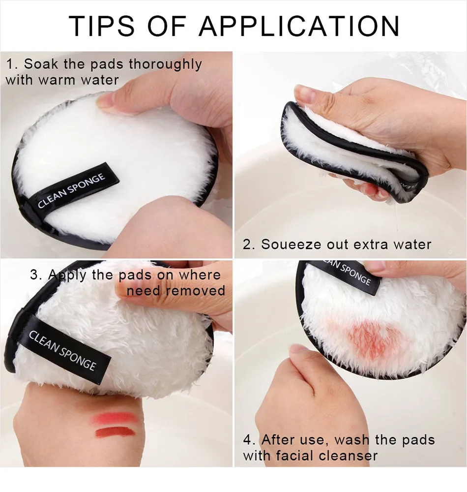 Makeup Remover Puff Reusable Make-up Pads Washable Cleansing Cotton Microfiber Cloth Pad Skin Care Nail Art Cleaning Wipe Tools