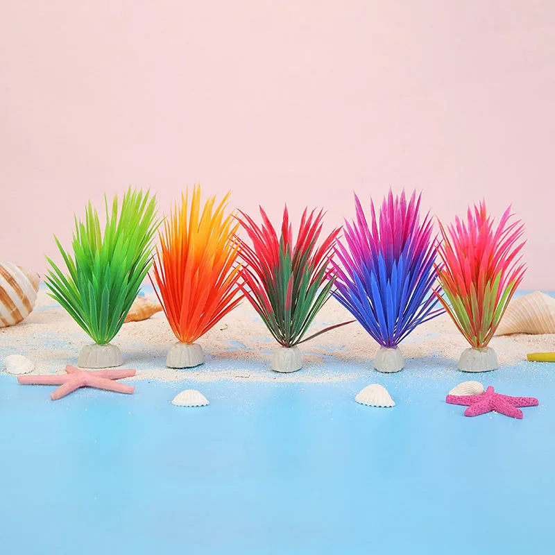 4pcs Multicolor Моделирование Пластиковые водная трава искусственные подводные растения аквариум водная трава просмотр водные украшения E5M1 - Цвет: 4pcs Multicolor