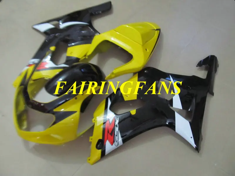 Инжекторный комплект для GSXR600 750 K1 01 02 03 GSXR 600 GSXR750 2001 2002 2003 желто-черные Обтекатели Кузов+ подарки SH60