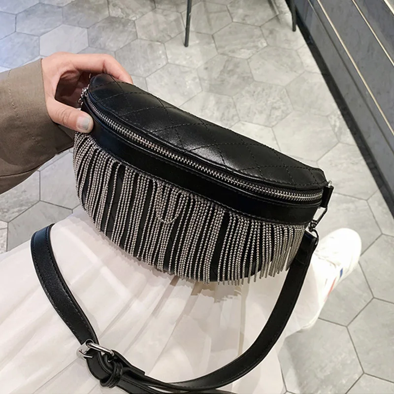 Black Waist Pack Сумка с кисточками на ремне Женская водонепроницаемая поясная сумка Bananka Fanny Pack женская сумка на одно плечо через плечо поясная сумка на цепочке нагрудные сумки - Цвет: Black Waist Pack