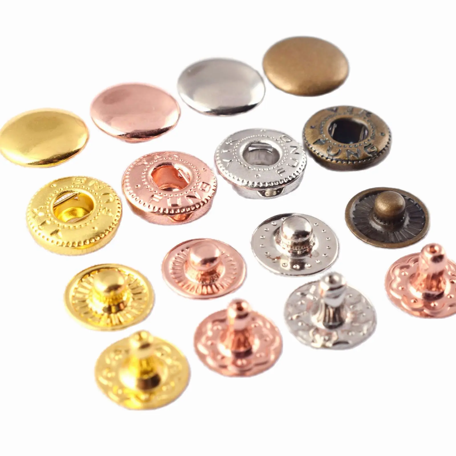 Rose Gold Snap Buttons,press Stud,10mm Snaps Popper,round Shaped Snap  Fastener,leather Craft Closure,plain Metal Snap Buttons for Clothes 