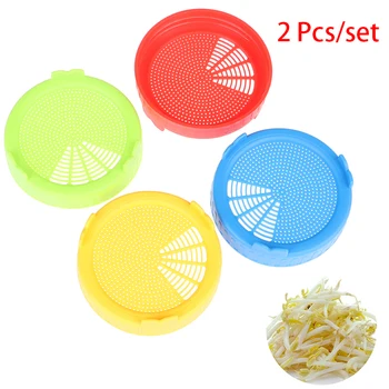 

2Pcs Sprouting Lid Food Grade Mesh Sprout Cover Kit Seed Growing Germination Vegetable Silicone Sealing Ring Lid For Mason Jar