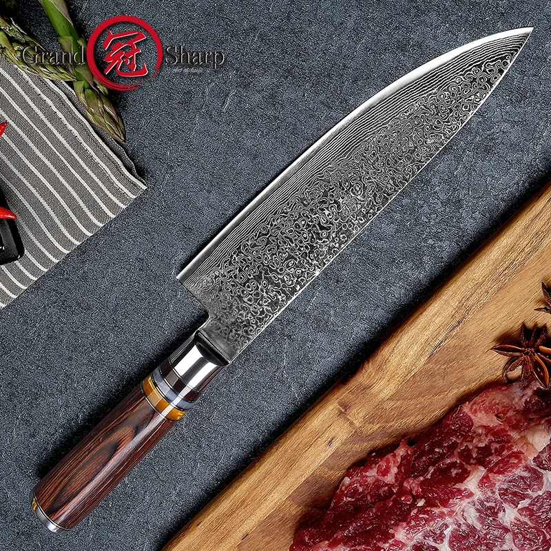 GRANDSHARP 2 шт. набор ножей из дамасской стали принадлежности для шеф-повара кухонный нож японский дамасский высокоуглеродистой нержавеющей стали vg10 инструменты для нарезки