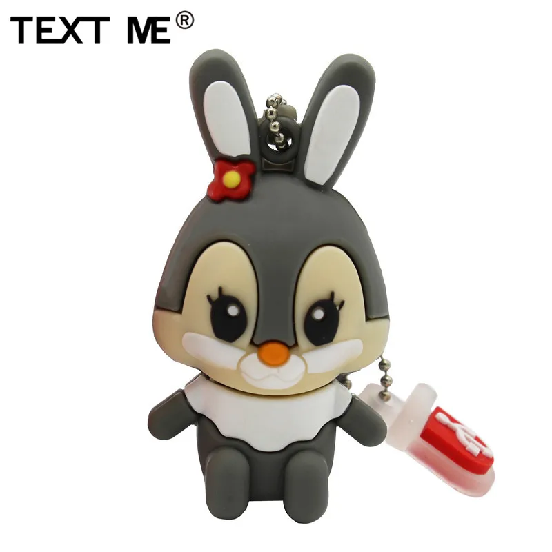 Флеш-накопитель TEXT ME, 64 ГБ, usb 2,0, 4 ГБ, 8 ГБ, 16 ГБ, 32 ГБ, флеш-накопитель, милый, серый, розовый, модель, кролик, мультфильм, usb