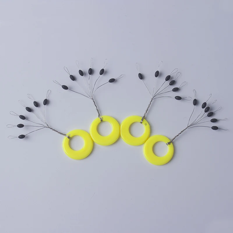60pcs 10set Float Yellow Rubber Stopper Fishing Floats 5 Size Bobber Oval Bean Space Fishing Line Tackle Equipment Smart Floats