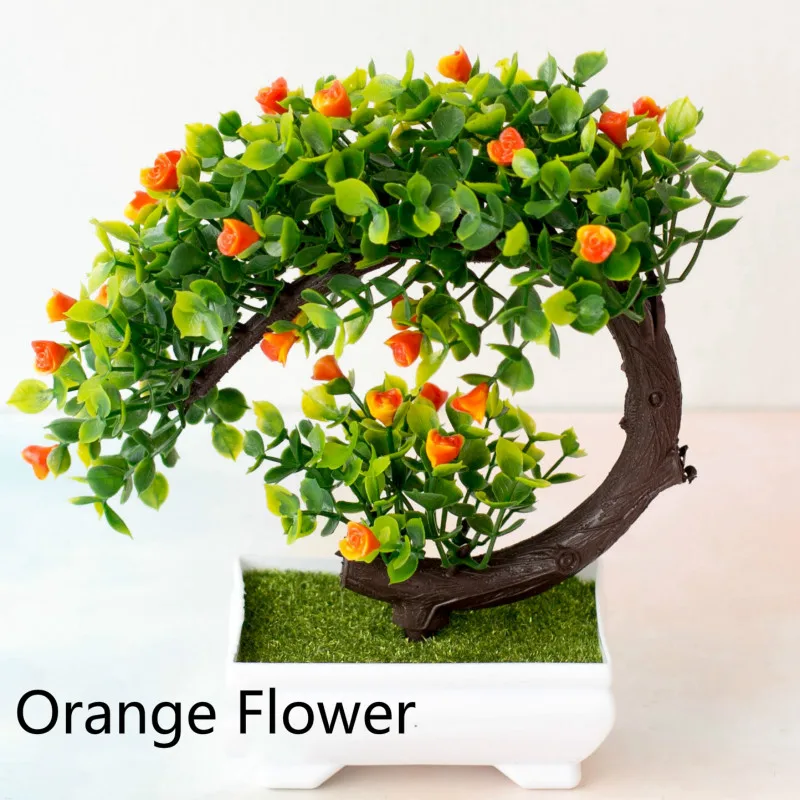 yueya orange flower Мульти Стиль Искусственные растения бонсай маленький горшок для дерева растения поддельные цветы украшения в горшках для украшения дома отель сад Декор - Цвет: yueya orange flower