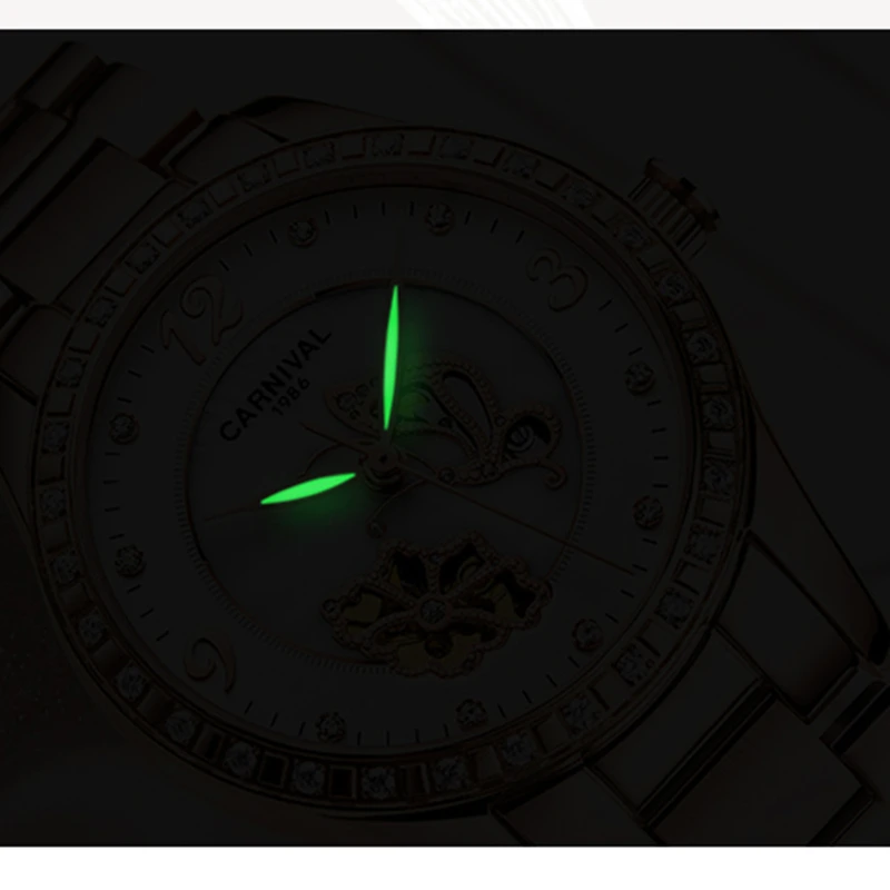 Reloj Mujer, карнавальные автоматические часы для женщин, модные механические Женские наручные часы, розовое золото, роскошный бренд, часы с скелетом