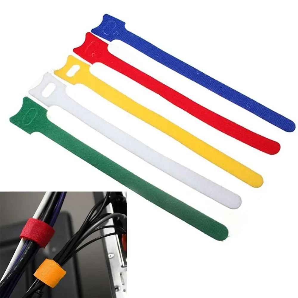 Cable Ties 50 шт. многоцелевой многоразовый крючок и петля кабельные стяжки-5 цветов крепежные стяжки галстук вниз кошачья голова Анти-потеря Волшебный ремень@ 30 - Цвет: Cable Ties