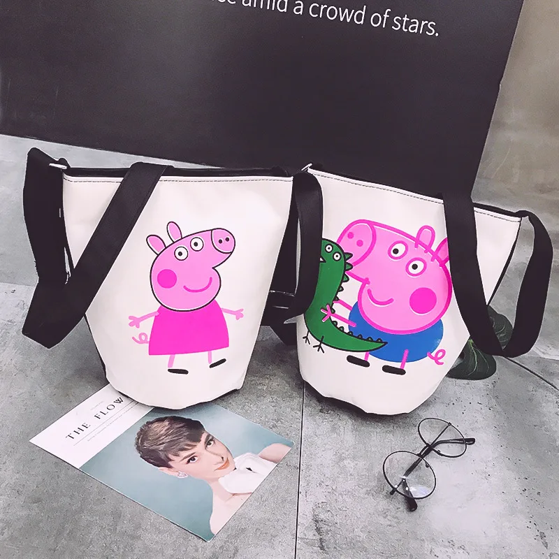 

Original 2020 New Peppa Pig Cute Cartoon Anime Figures George Shoulder SchoolBags Messenger Bags Canvas Backpacks Birthday Gifts