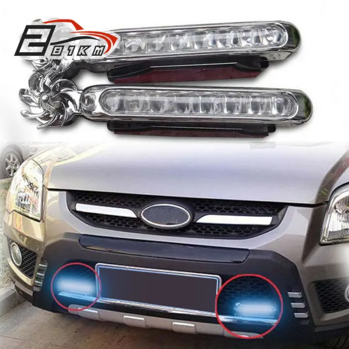 

281KM 2x Wind Power 8LED Car Daytime Running Light No Need External Power Supply DRL Driving Day Lamp Headlight Rotation Fan